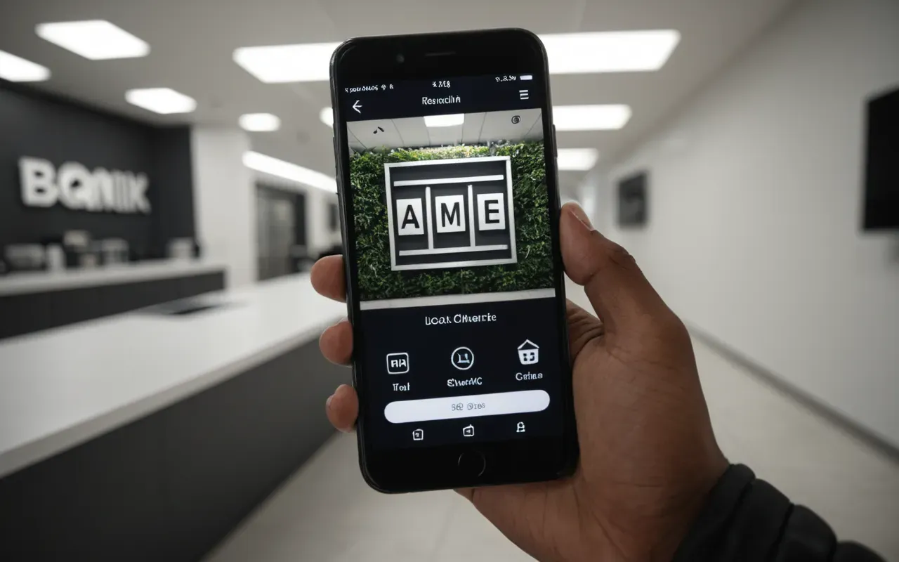 mobile friendly design Close-up of hands holding a modern smartphone in a clean contemporary workspace with soft diffused lighting and neutral tones
