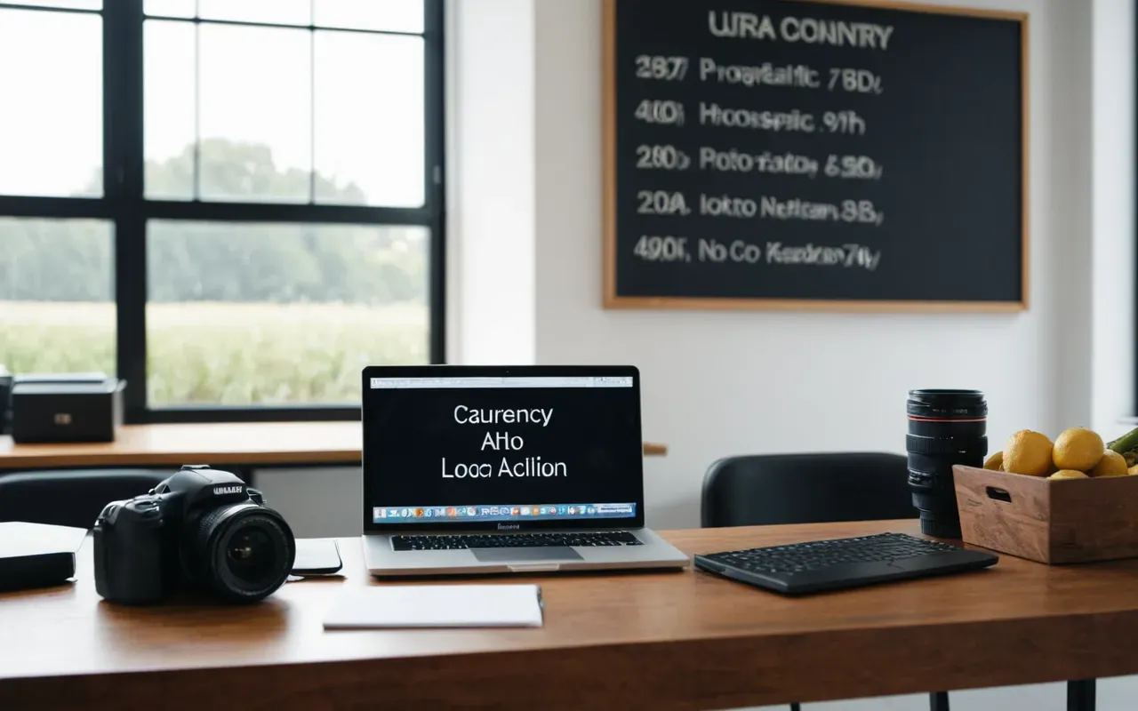 SEO knowledge hub A bright modern office with a wooden desk holding a laptop and notebook. Soft natural light from large windows creates a calm professional atmosphere without any visible text.